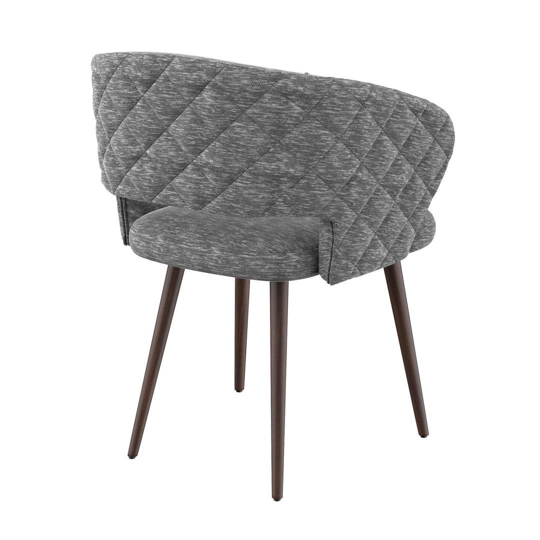 Napoli Wing Back Modern Design Upholstered Dining Chair in  Gray Chenille with Brown Wood legs
