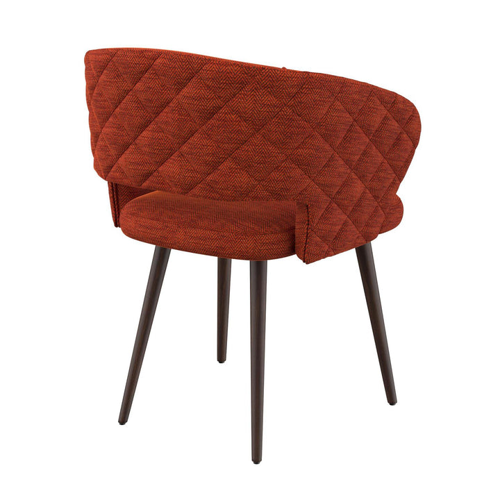 Napoli Wing Back Modern Design Upholstered Dining Chair in  Terracotta Chenille with Brown Wood legs